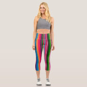 メキシコ毛布サーペストライプカラフル カプリレギンス (正面)