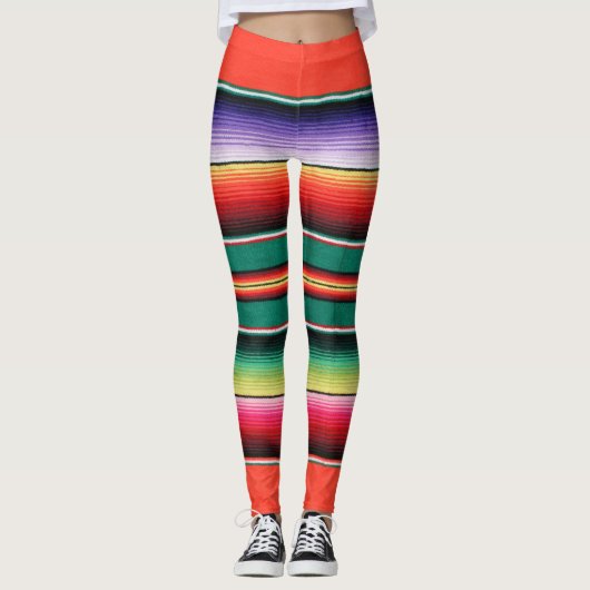 メキシコ毛布パターンのレギンス レギンス (正面)
