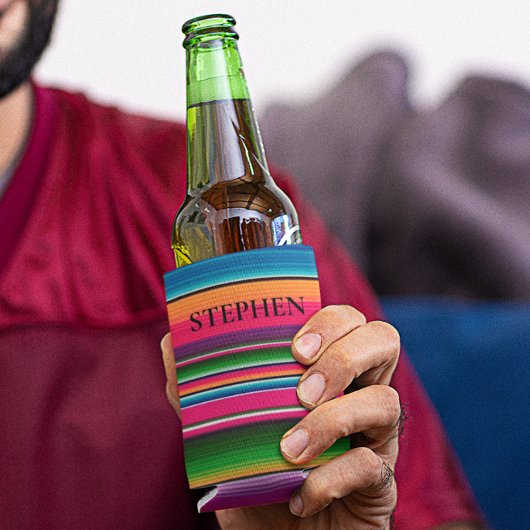 メキシコ毛布フィエスタストライプカラフルカスタム 缶クーラー