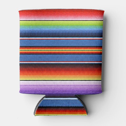 メキシコ毛布フィエスタストライプカラフル 缶クーラー (正面)