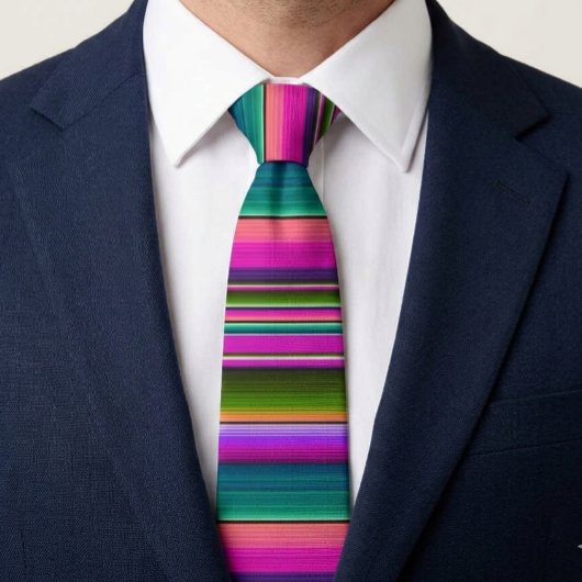 メキシコ毛布フィエスタストライプスカラフルセラペ ネクタイ