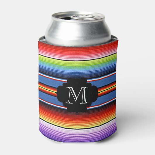メキシコ毛布フィエスタストライプスカラフルモノグラム 缶クーラー (缶正面)