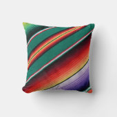 メキシコ毛布プリント対角ストライプ クッション (正面)