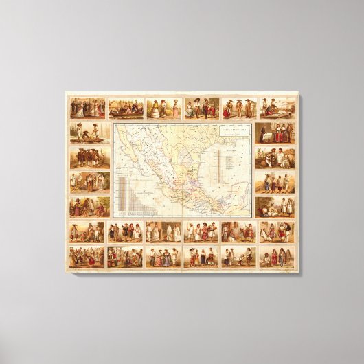 メキシコ民族誌図 キャンバスプリント (正面)