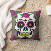メキシコ民芸の砂糖のスカルの装飾用クッション クッション (ブランケット)