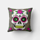 メキシコ民芸の砂糖のスカルの装飾用クッション クッション (裏面)