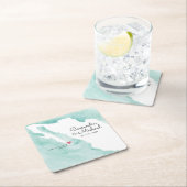 メキシコ水彩地図 |カボ |行き先結婚式 スクエアペーパーコースター (インサイチュ)