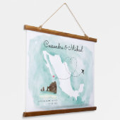 メキシコ水彩地図 |カボ |行き先結婚式 吊り下げ型タペストリー (傾斜あり)