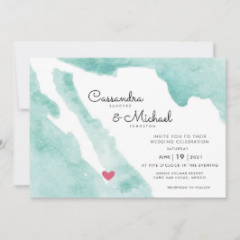 メキシコ水彩地図 |カボ |行き先結婚式 招待状