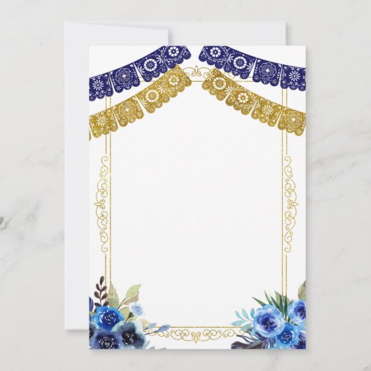 メキシコ海軍ブルーと金ゴールドチャロ・ビッグボーイ 招待状 (裏面)