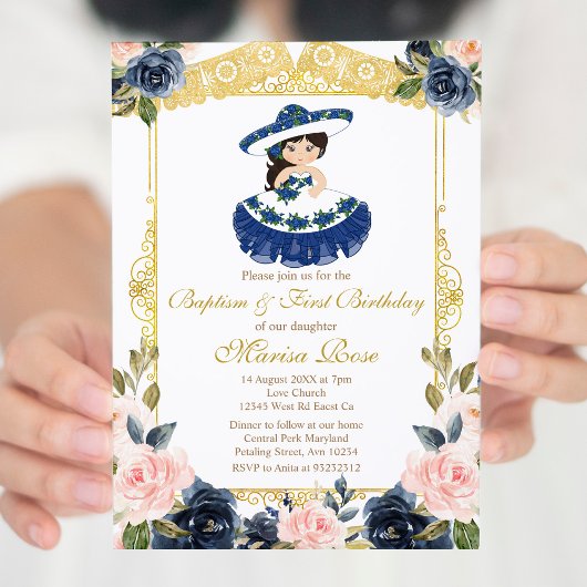 メキシコ海軍ブルーガールバプテスマ《キリスト教》洗礼式や命名式 招待状