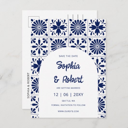 メキシコ海軍ブルータラベラのタイルが日付を保存 案内ポストカード (正面/裏面)