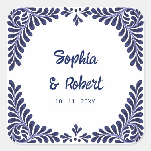 メキシコ海軍ブルータラベラ結婚タイル スクエアシール (正面)