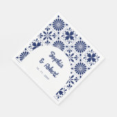 メキシコ海軍ブルータラベラ結婚タイル スタンダードランチョンナプキン (角)