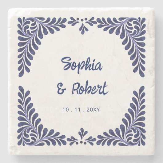 メキシコ海軍ブルータラベラ結婚タイル ストーンコースター (正面)