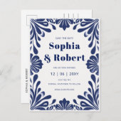 メキシコ海軍ブルータラベラ結婚式の日付を保存 案内ポストカード (正面/裏面)