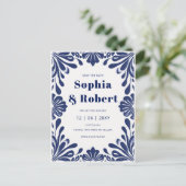 メキシコ海軍ブルータラベラ結婚式の日付を保存 案内ポストカード (スタンド正面)