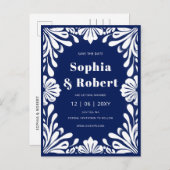 メキシコ海軍ブルータラベラ結婚式の日付を保存 案内ポストカード (正面/裏面)