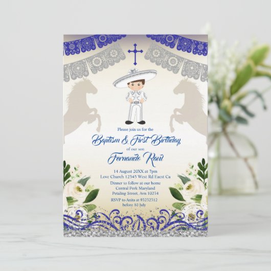 メキシコ海軍ブルーボーイバプテスマと誕生日 招待状 (スタンド正面)