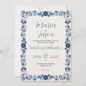 メキシコ海軍白エレガントフローラ結婚ズ 招待状 (正面)