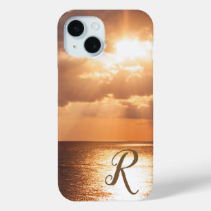 メキシコ湾に沈む日没パーソナルモノグラム iPhone 15ケース