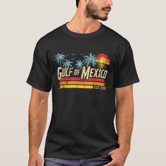 メキシコ湾のヤシ 夏の休日 メキシコ湾 Tシャツ (正面)