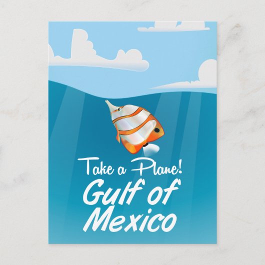 メキシコ湾の旅行のポスター漫画。 ポストカード (正面)