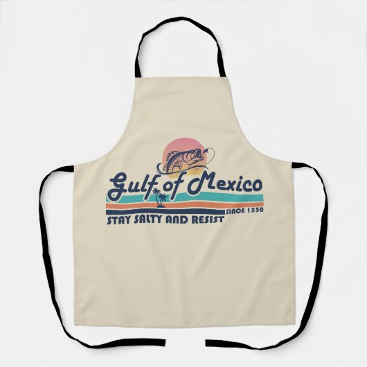 メキシコ湾は塩辛く耐える魚釣り エプロン (正面)