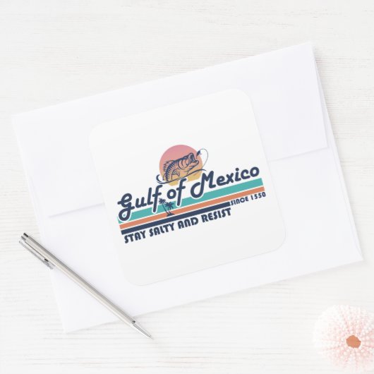 メキシコ湾は塩辛く耐える魚釣り スクエアシール (封筒)