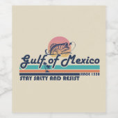 メキシコ湾は塩辛く耐える魚釣り ワインラベル (シングルラベル)