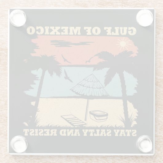 メキシコ湾は抵抗に強い塩辛を保つ ガラスコースター (裏面)