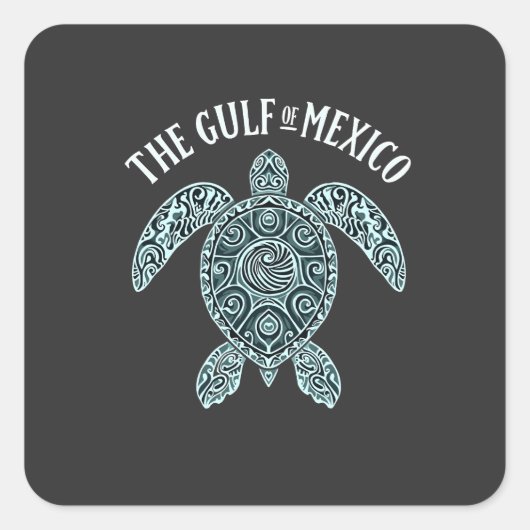メキシコ湾ウミガメ海ラティーノ スクエアシール (正面)
