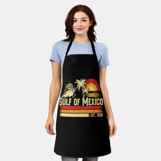 メキシコ湾ステイ塩辛ヴィンテージ エプロン (着用した状態)