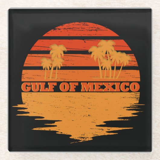 メキシコ湾ステイ塩辛ヴィンテージ ガラスコースター (正面)