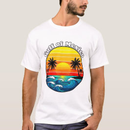 メキシコ湾レトロサンセットビーチグラフィック Tシャツ