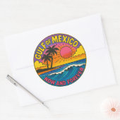 メキシコ湾今と永遠の海アート ラウンドシール (封筒)