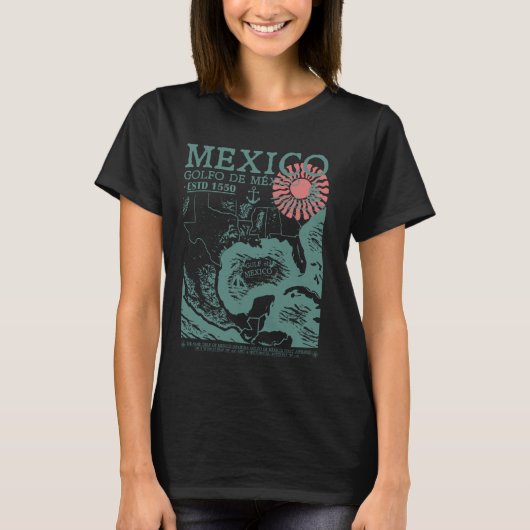 メキシコ湾1550年歴史地図メキシコ湾 Tシャツ (正面)