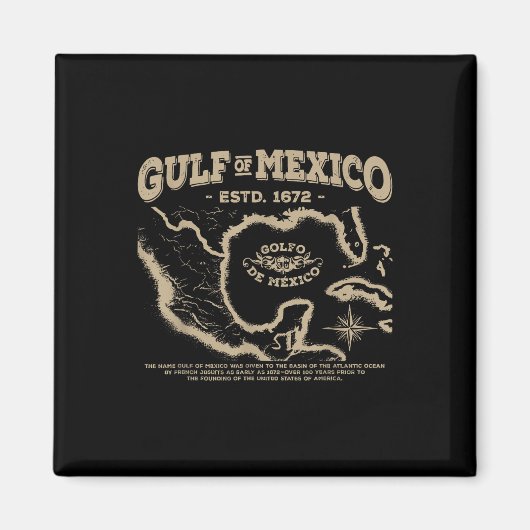 メキシコ湾1672の地図 マグネット (正面)