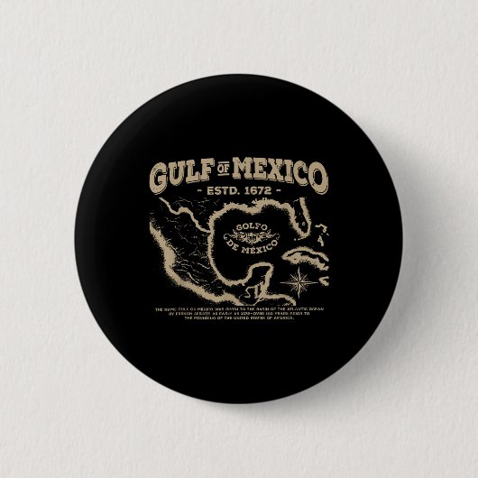 メキシコ湾1672の地図 缶バッジ (正面)
