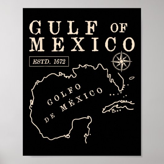 メキシコ湾1672年海岸線歴史地図 ポスター (正面)