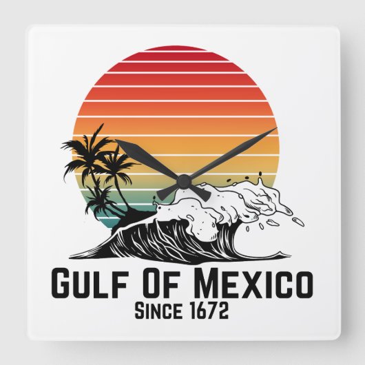 メキシコ湾 スクエア壁時計 (正面)