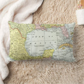 メキシコ湾 地図 ヴィンテージスタイル 地理 チャート ランバークッション (ブランケット)