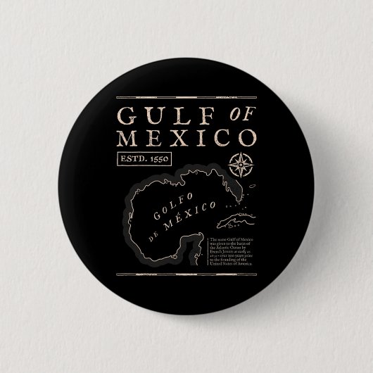 メキシコ湾 1672年 古地図 缶バッジ (正面)