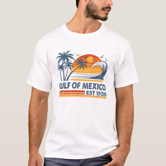 メキシコ湾Est 1550レトロヴィンテージビーチメキシコ Tシャツ (正面)