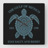 メキシコ湾ESTD 1550ステイ塩辛と抵抗 スクエア壁時計 (正面)