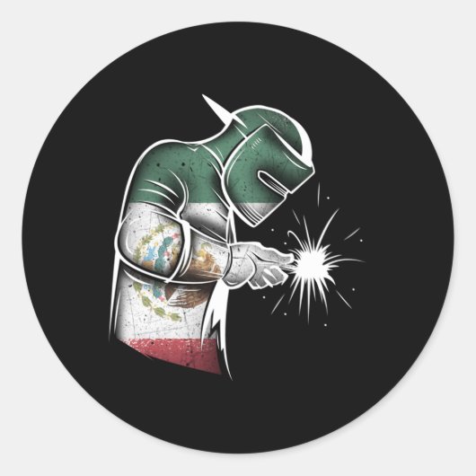 メキシコ溶接士国旗 ラウンドシール (正面)