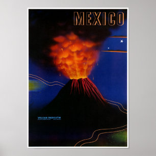 メキシコ火山のパリクチュンヴィンテージのポスターを復元 ポスター
