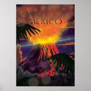 メキシコ火山旅行ポスター ポスター