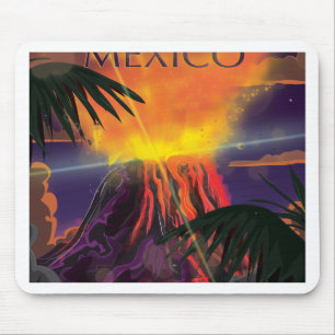 メキシコ火山旅行ポスター マウスパッド