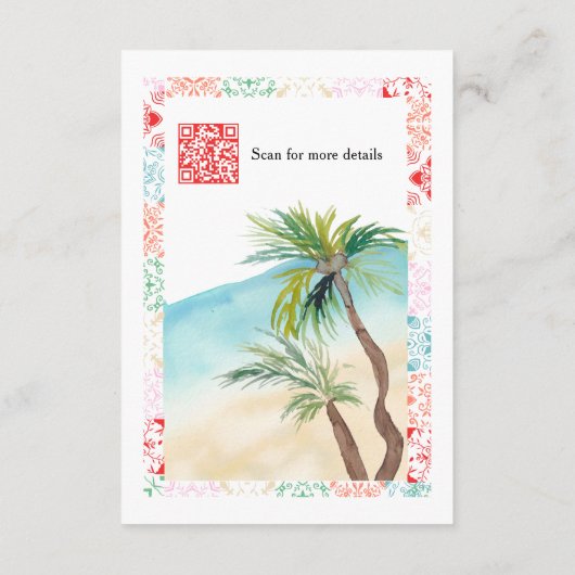 メキシコ熱帯性QR目的地の結婚式詳細 エンクロージャーカード (裏面)